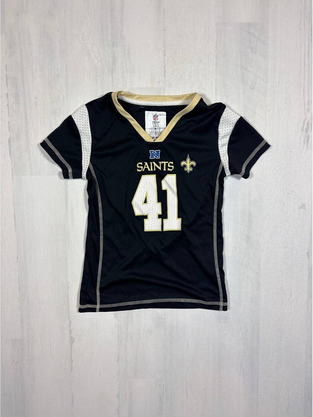 Alvin Kamara #41 New Orleans Saints Jersey Girls XS 4/5 Black Gold NFL